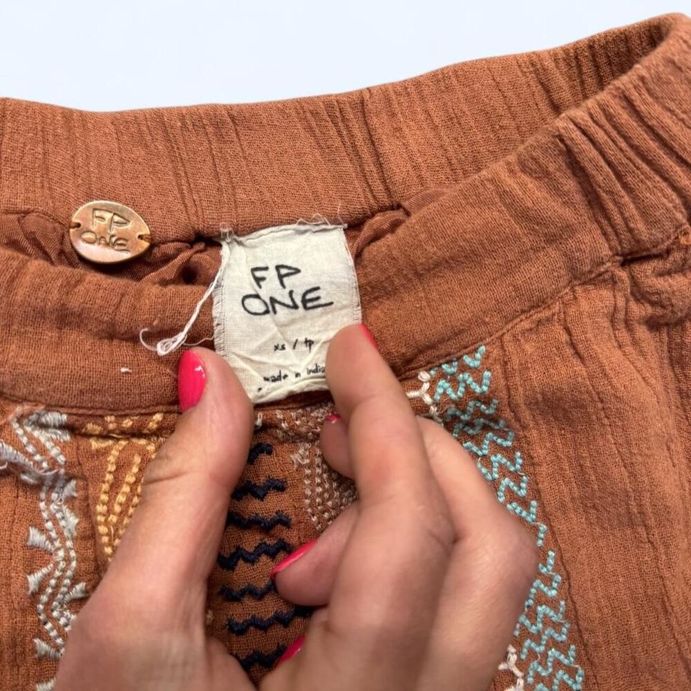 Free People Women's Burnt Orange Embroidered Maxi Skirt - Picture 2 of 7